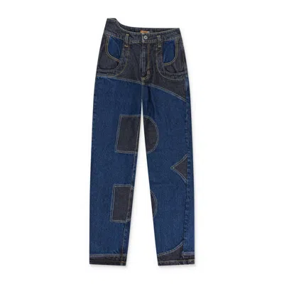 Barragan B- Black/blue Straight Jeans