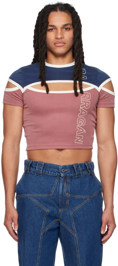 Barragan Ssense Exclusive Red Brazos T-shirt In Navy/wine/ivory