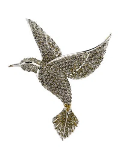 Pre-owned Barrera Crystal 'bird In Flight' Pin Brooch In Multi