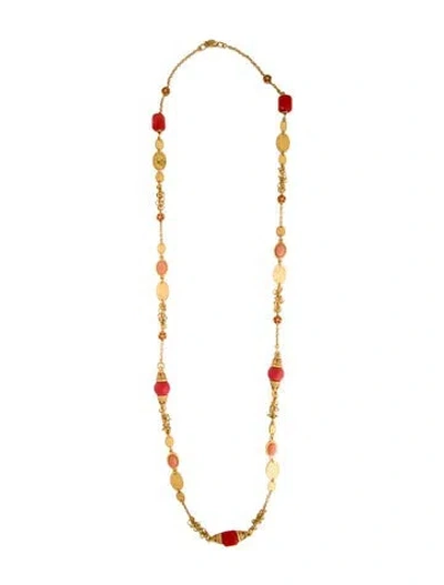 Pre-owned Barrera Enamel Station Necklace, 48.5" In Multi