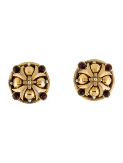 Pre-owned Barrera Faux Pearl & Resin Clip On Earrings In Multi