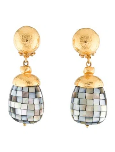 Pre-owned Barrera Resin Hammered Drop Earrings In Multi