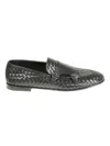 Barrett Black Leather  Loafer With Woven Upper