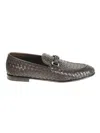 Barrett Brown Leather Woven  Loafer With Decorative Strap