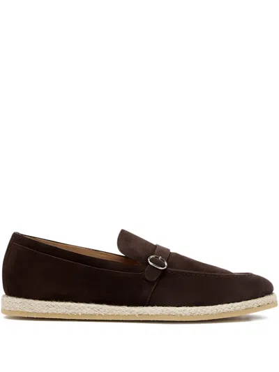 Barrett Buckle Leather Loafers In Brown