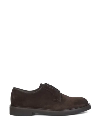 Barrett Derby In Dark Brown Suede In Marrone Scuri