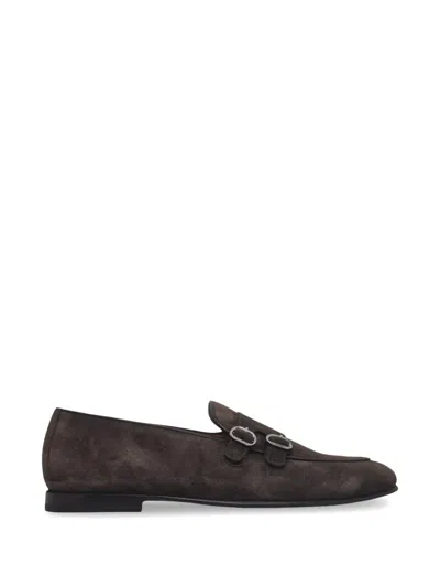 Barrett Double-strap Suede Loafers In Brown