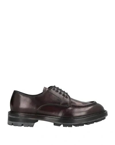 Barrett Man Lace-up Shoes Plum Size 7.5 Leather In Burgundy