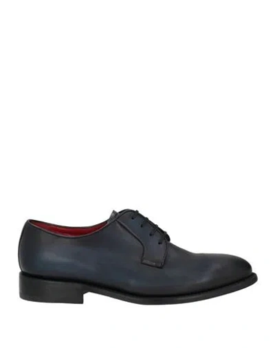 Barrett Man Lace-up Shoes Navy Size 8 Leather In Multi