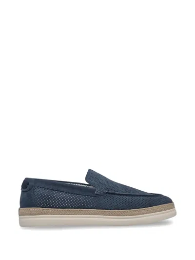 Barrett Perforated Suede Loafers In Blue
