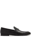 Barrett Woven Leather Loafers In Black