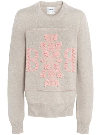 Barrie 3d Logo Cashmere Sweater In Grey