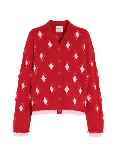 Barrie Argyle-motif Cashmere Cardigan In Red