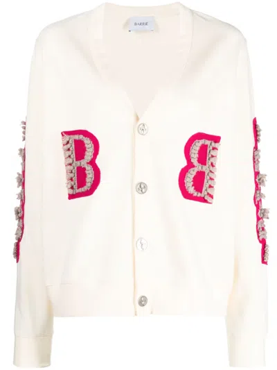 Barrie Logo-embroidered Cotton Cardigan In Neutrals
