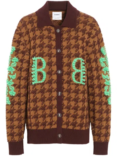 Barrie B-logo Houndstooth Cardigan In Brown