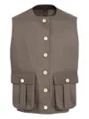 Barrie Button-fastening Sleeveless Jacket In Brown