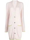 Barrie Button-up Cashmere Cardi-coat In Pink