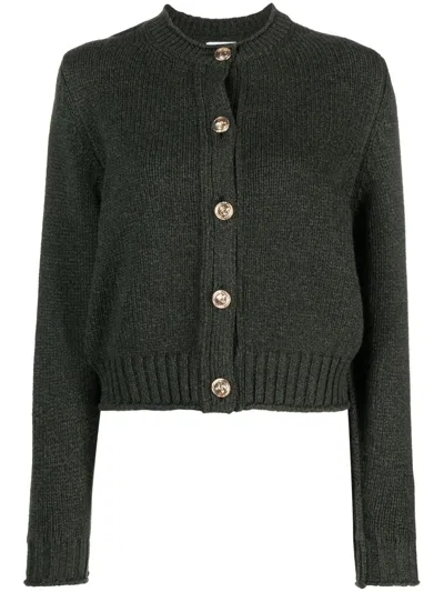 Barrie Button-up Cashmere Cardigan In Green