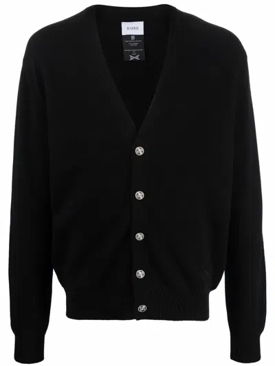 Barrie Buttoned-up Cashmere Cardigan In 黑色