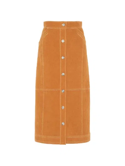 Barrie Button-fastening Midi Skirt In Multi