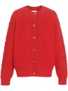 Barrie Cable-knit Cashmere Cardigan In Red