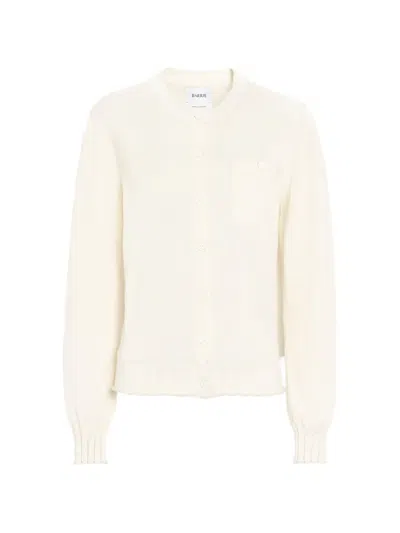 Barrie Cashmere And Cotton With Ribbed Detailing Cardigan In Neutral
