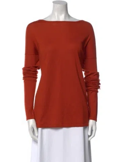 Pre-owned Barrie Cashmere Bateau Neckline Top In Orange