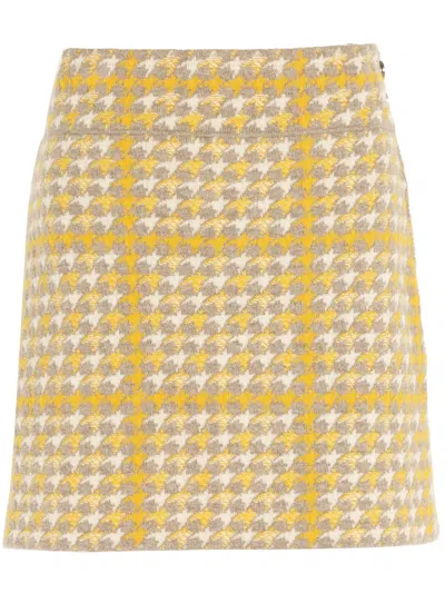 Barrie Cashmere-blend Miniskirt In Yellow