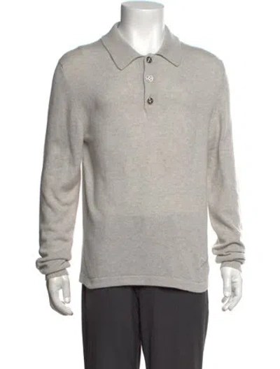 Pre-owned Barrie Cashmere Collar Polo Sweater W/ Tags In Grey