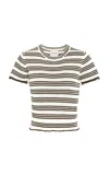 Barrie Cashmere-cotton Blend Seersucker Top In White
