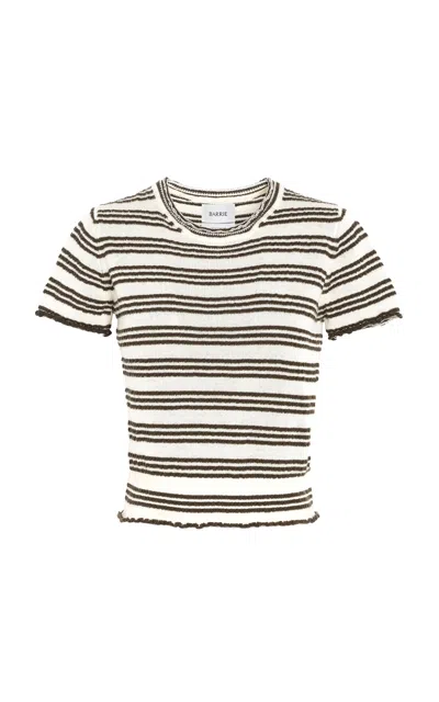 Barrie Cashmere-cotton Blend Seersucker Top In White