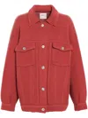 Barrie Cashmere-cotton Denim Jacket In Red