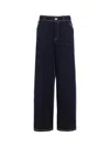 Barrie Cashmere Cotton Denim Trousers Navy In Black