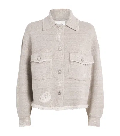 Barrie Cashmere-cotton Distressed Jacket In Beige