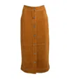 Barrie Suede Effect Long Midi Skirt In Honeycomb In Brown