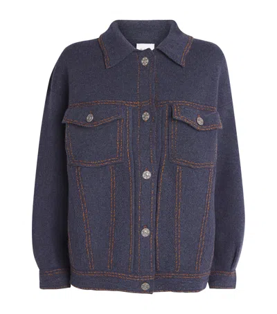 Barrie Cashmere-cotton Oversized Jacket In Purple