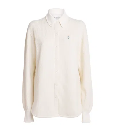 Barrie Cashmere-cotton Stripe Shirt In Ivory