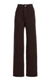 Barrie Cashmere-denim Flared Pants In Brown
