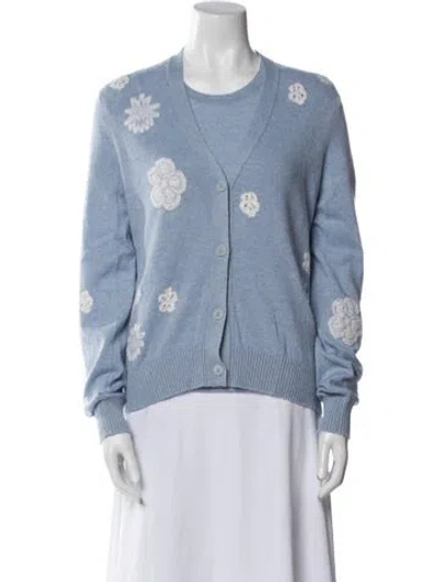 Pre-owned Barrie Cashmere Floral Print Set In Blue