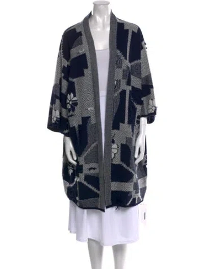 Pre-owned Barrie Cashmere Floral Print Sweater In Blue