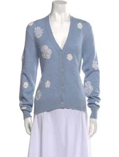 Pre-owned Barrie Cashmere Floral Print Sweater In Blue
