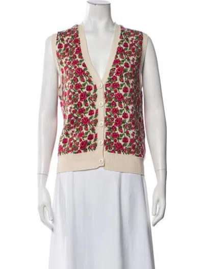 Pre-owned Barrie Cashmere Floral Print Sweater In Blue