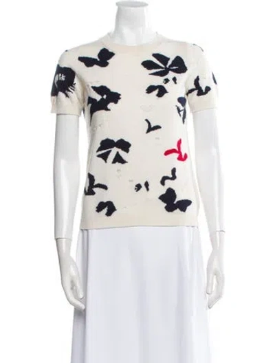 Pre-owned Barrie Cashmere Floral Print Sweater In Neutral
