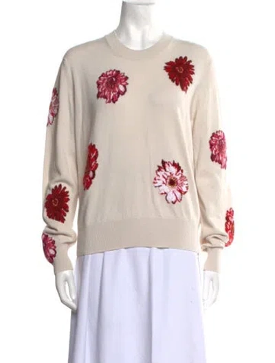 Pre-owned Barrie Cashmere Floral Print Sweater In Neutral