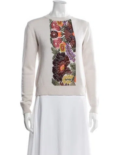 Pre-owned Barrie Cashmere Floral Print Sweater In Neutral