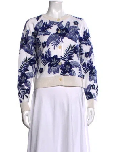 Pre-owned Barrie Cashmere Floral Print Sweater In Neutrals