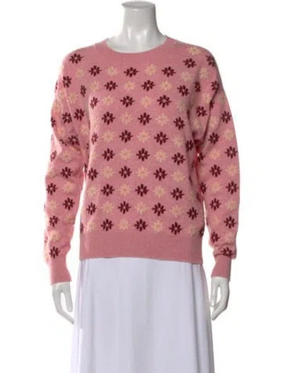 Pre-owned Barrie Cashmere Floral Print Sweater In Pink
