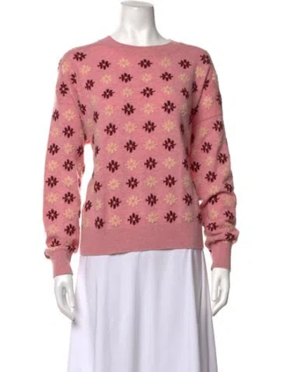 Pre-owned Barrie Cashmere Floral Print Sweater In Pink