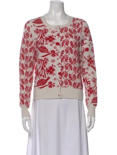 Pre-owned Barrie Cashmere Floral Print Sweater In Red