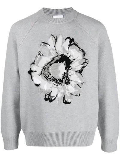 Barrie Kaschmirpullover Mit Blumen-print In Grey